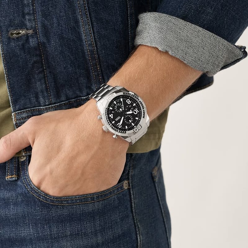 Fossil Men's Bronson Chronograph Stainless Steel Watch and Interchangeable Strap Set