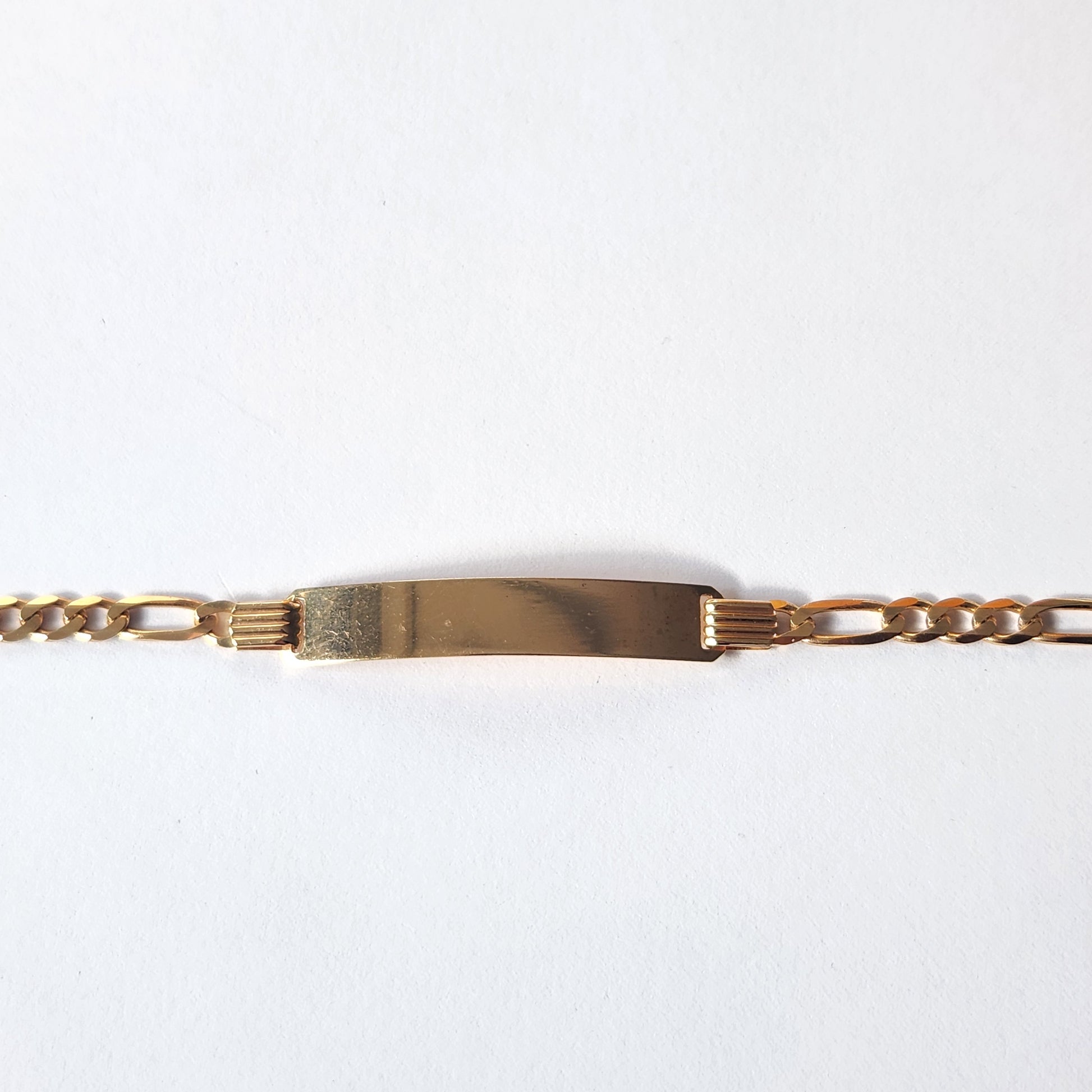 9ct Gold Figaro Link ID Bracelet 4mm