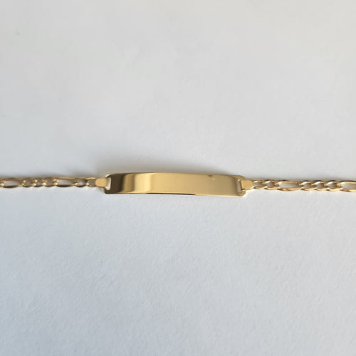 18ct Gold Gents Figaro Link ID Bracelet