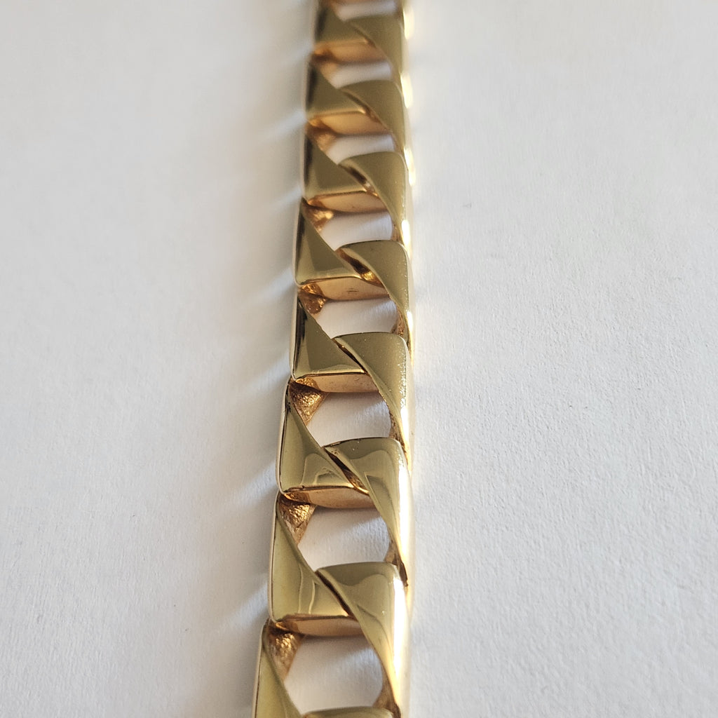 9ct Gold Gents Square Curb Bracelet 12mm