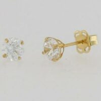 9CT Gold Cubic Zirconia 4-Claw Stud Earring