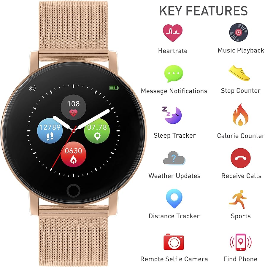 Reflex Active Unisex Rosegold Mesh Smart Watch