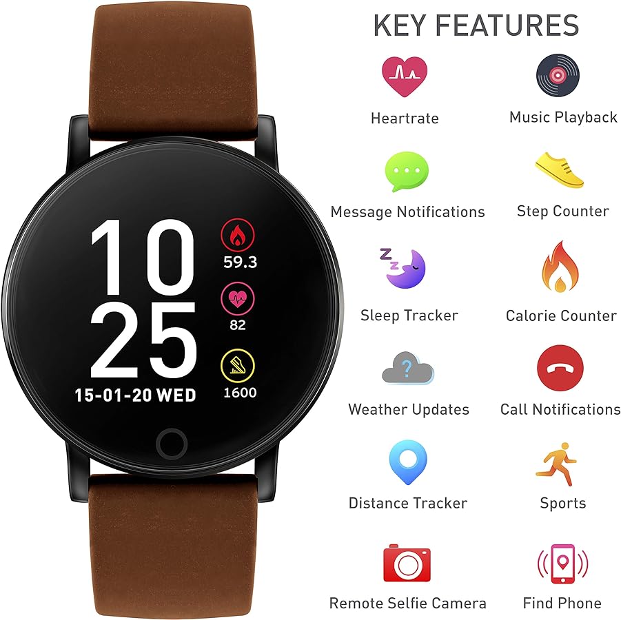 Reflex Active Brown Leather Smart Watch