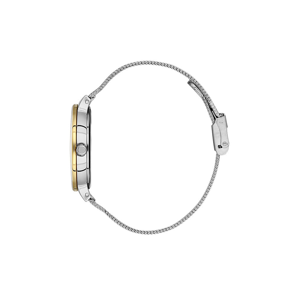 Daniel Klein Fiord Silver Mesh with Gold Mirror Bezel