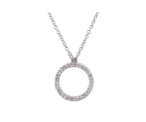 9CT White Gold Diamond Circle of Life Micro Pavé Circle Necklace