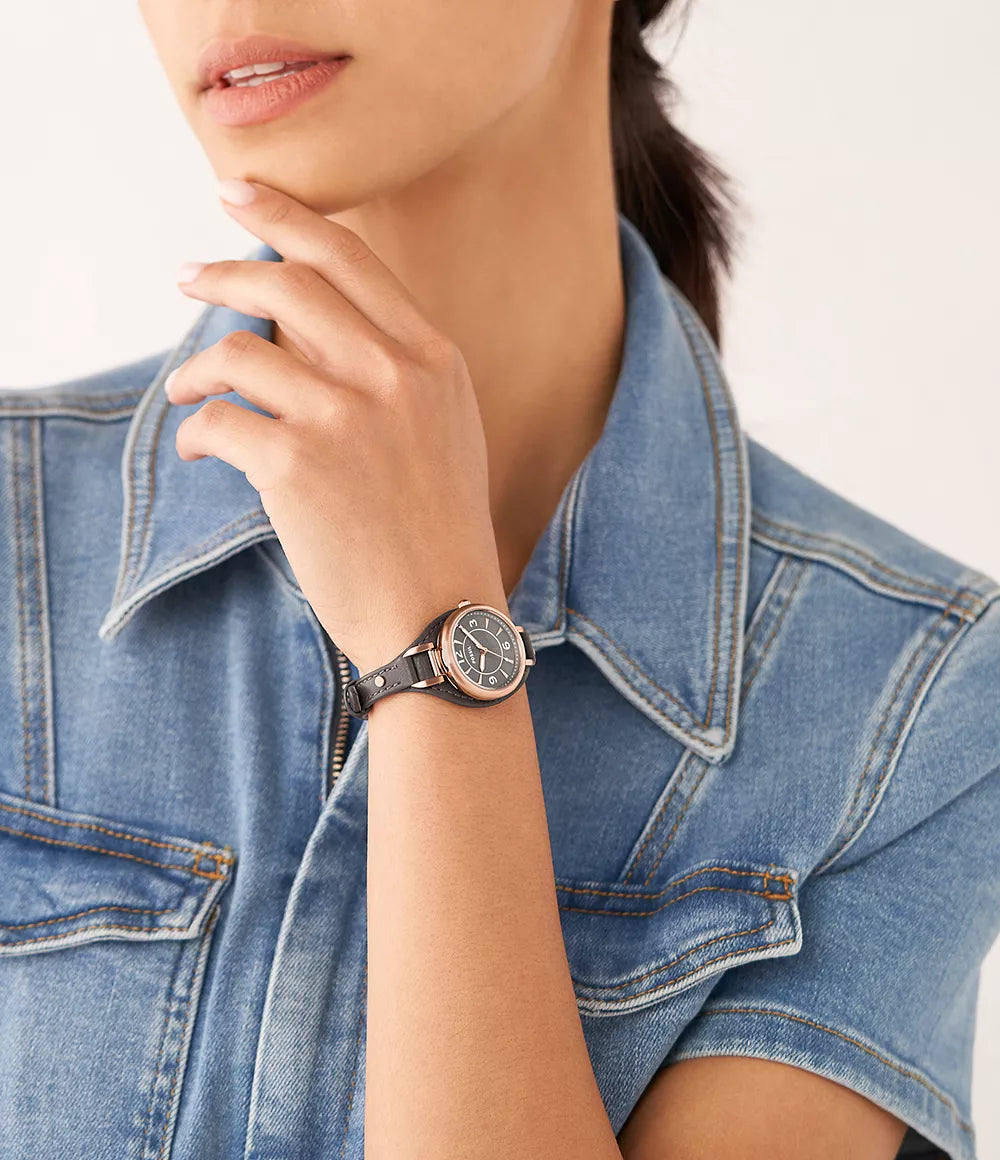 Carlie Three-Hand Brown LiteHide™ Leather Watch