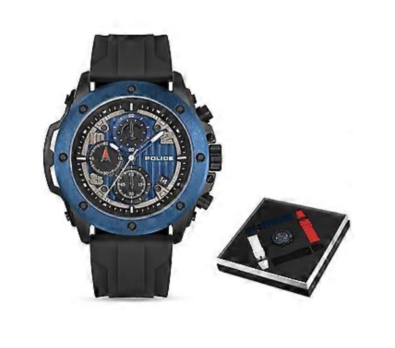 Police gents multiple strap blue chronograph