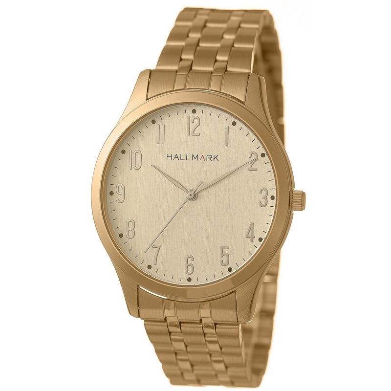 Hallmark Gents Gold Watch with Gold Dial and Numerals
