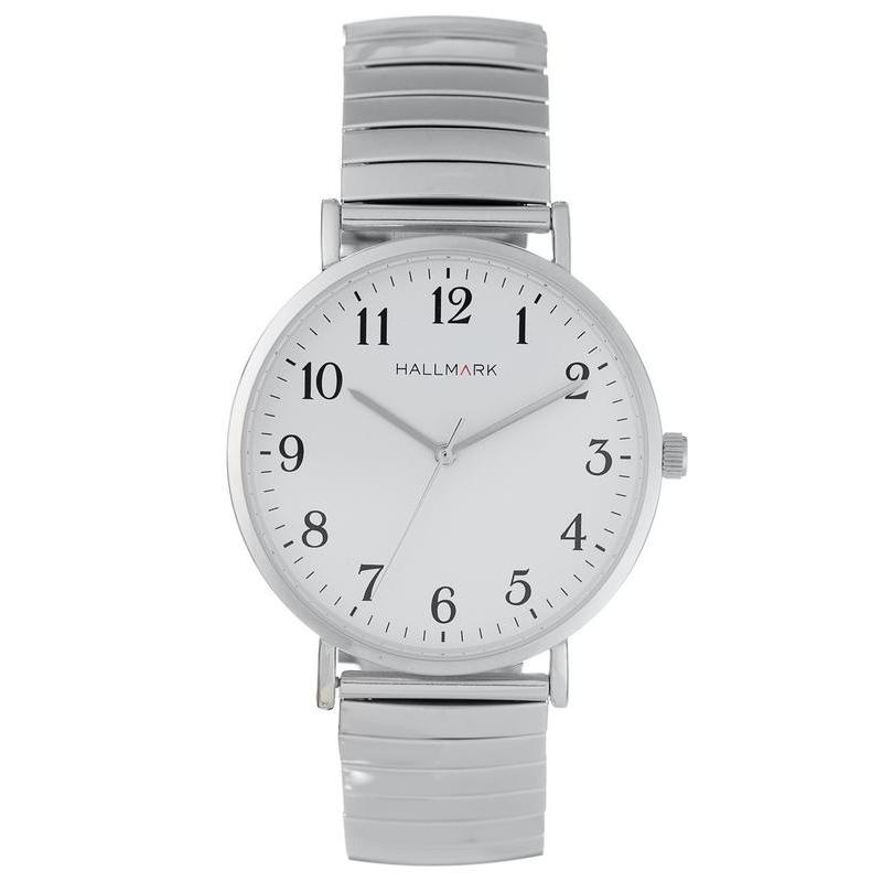 Hallmark Gents Silver Stretch Strap Analog Watch