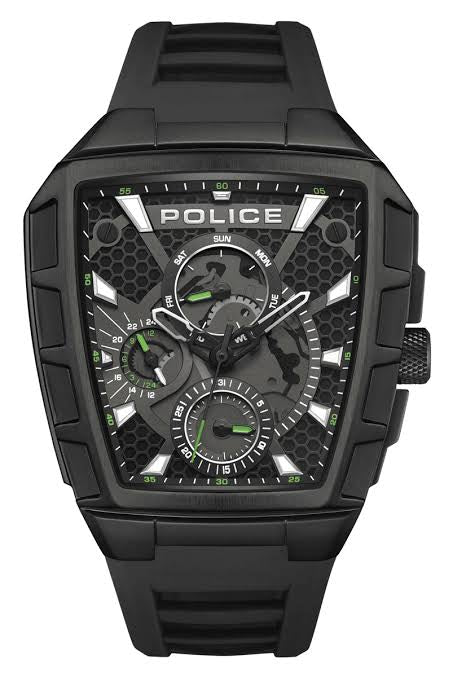 Police black dial black silicone strap