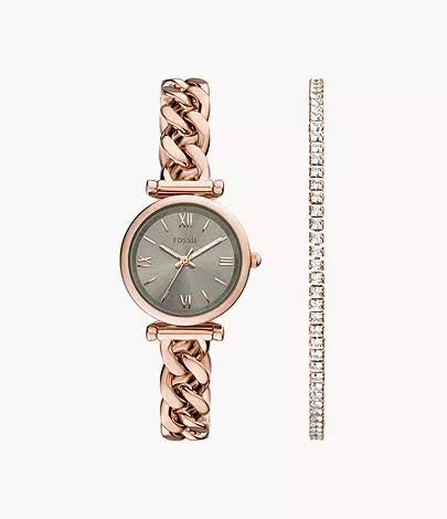 Fossil Carlie rose watch and bracelet box set