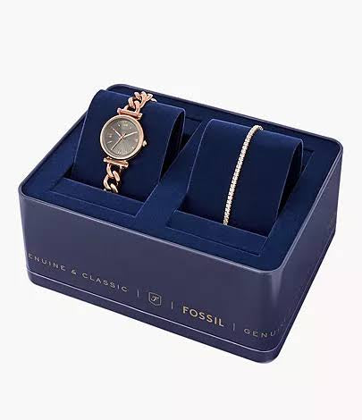 Fossil Carlie rose watch and bracelet box set
