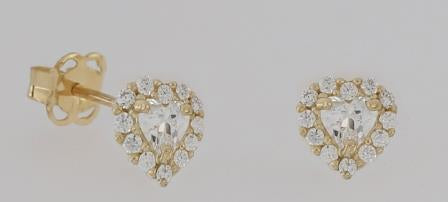 9CT Gold Cubic Zirconia Heart Halo Stud