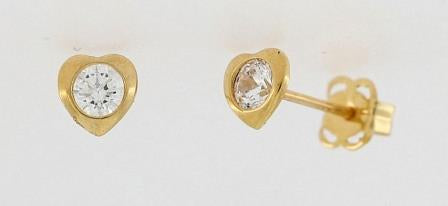 9CT Gold Rub Over Heart Stud