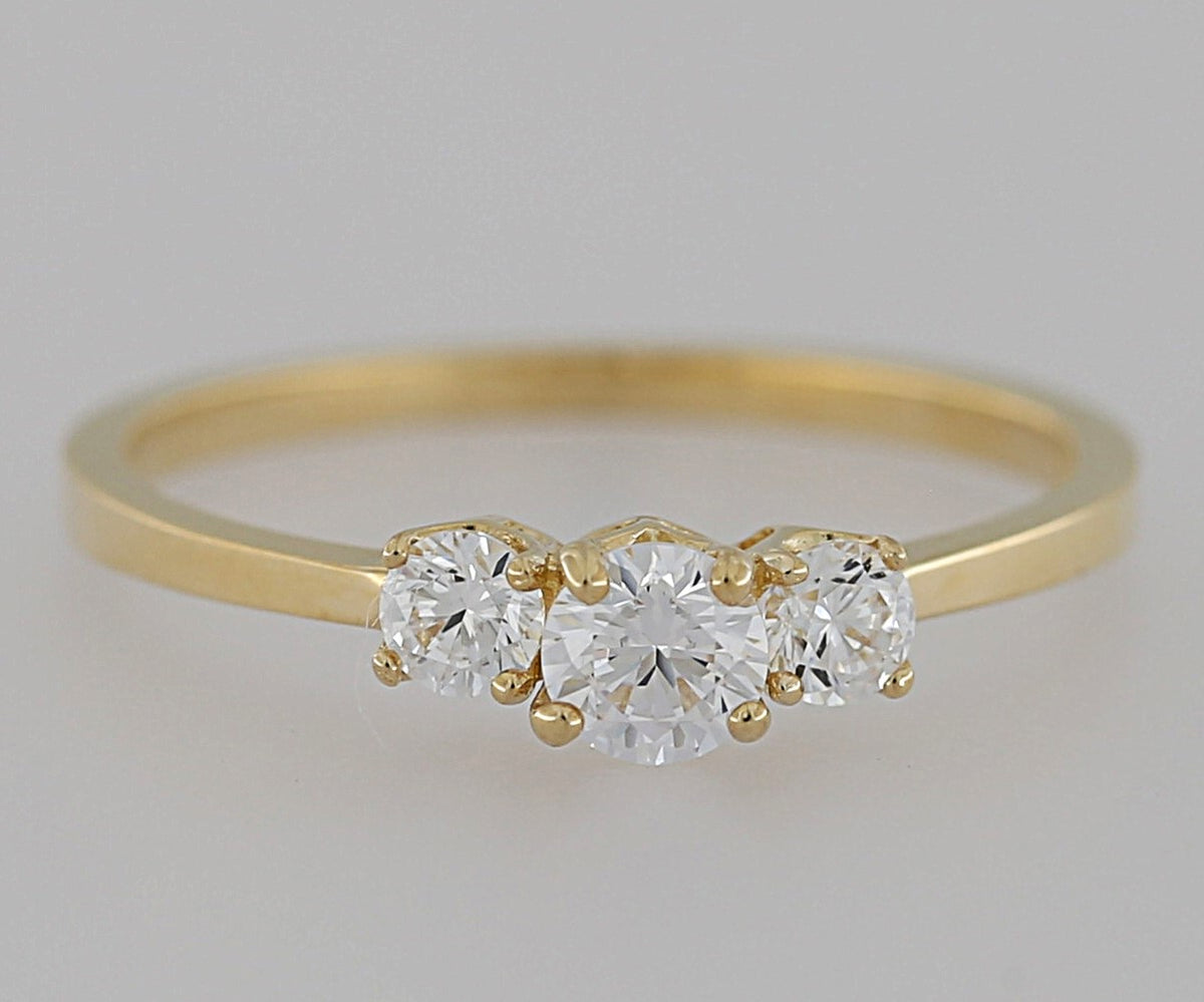 9CT Gold Cubic Zirconia Trilogy Ring