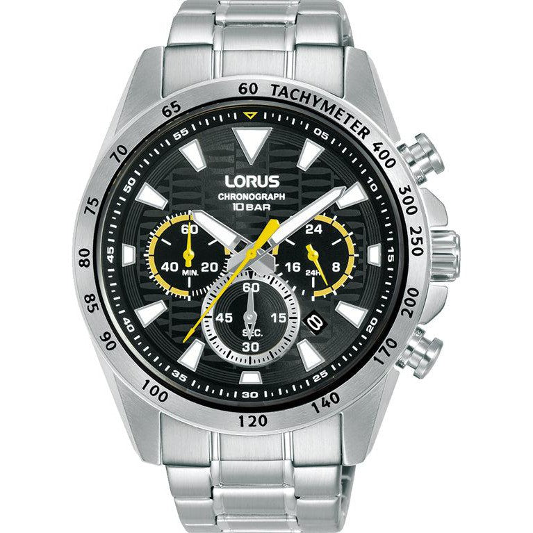 Lorus Chronograph Tachymeter Watch with Yellow Detail