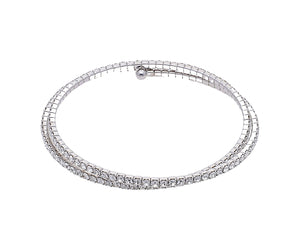2 Row Sterling Silver Cubic Zirconia Bangle