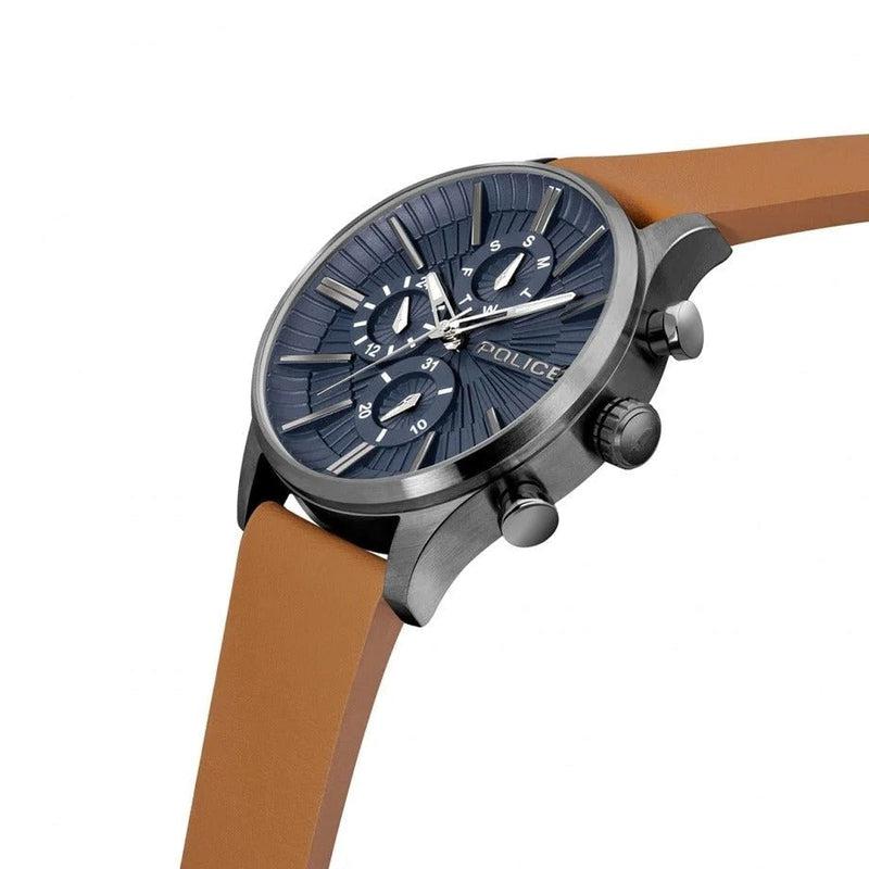 Police Barter Multifunction Leather Strap Watch