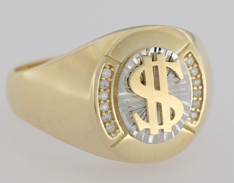 9CT Gold Cubic Zirconia Dollar Ring