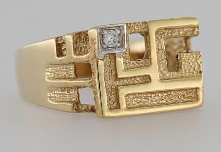 9CT Gold Gents Large Picasso Ring