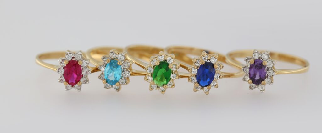 9CT Gold Blue Cubic Zirconia Lady Diana Ring