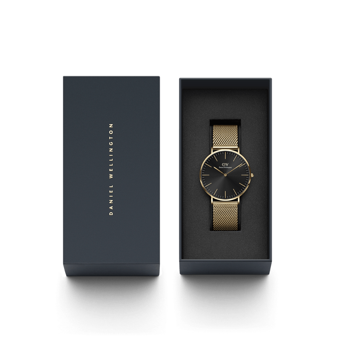 Daniel Wellington Classic Black Mesh Onyx Gold