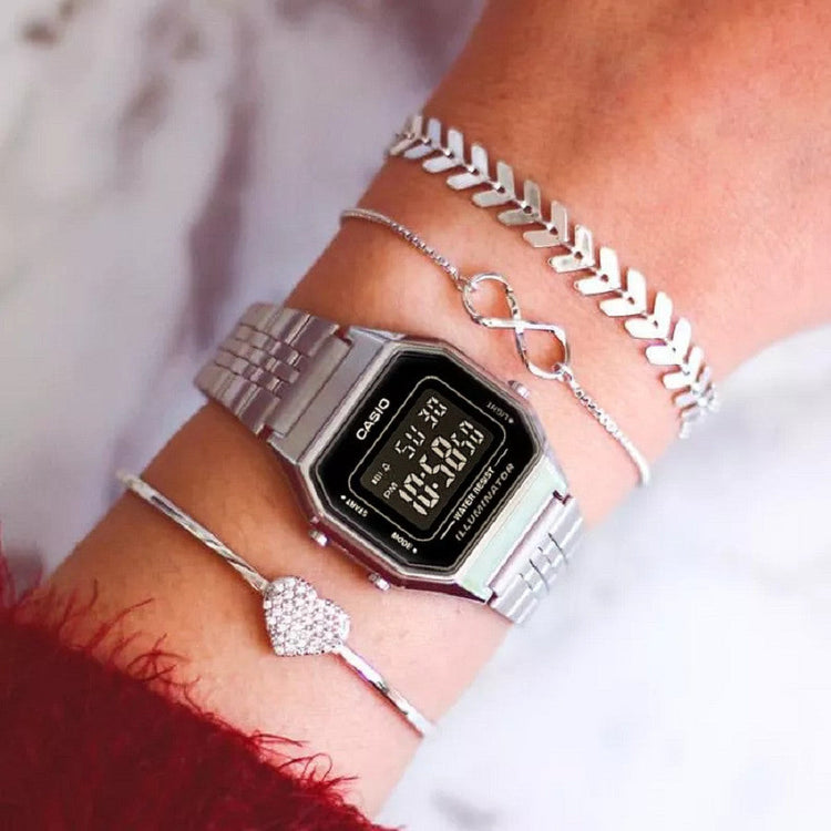 Casio Retro Illuminator Silver Ladies LA680WA-1BDF