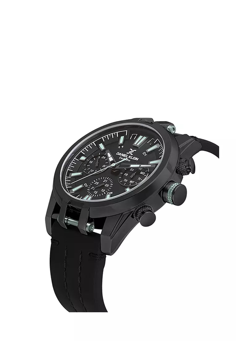 Daniel Klein Exclusive Gents Black Watch Turquoise Detail