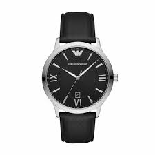 Emporio Armani Men's Giovanni Silver Round Leather Watch