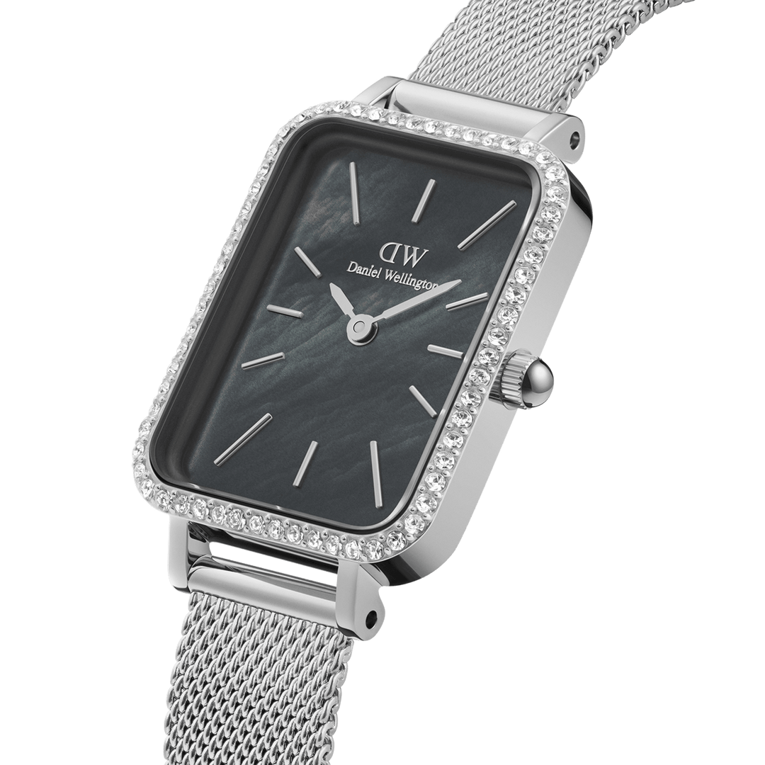 Daniel Wellington Quadro Lumine Bezel Sterling with Black Mother Of Pearl