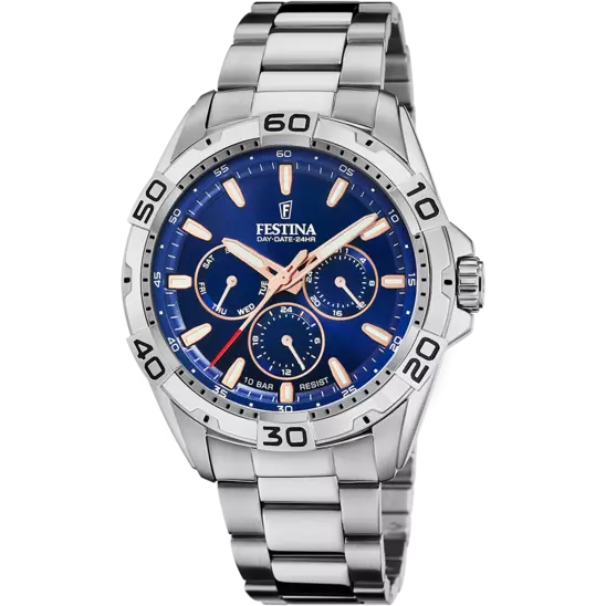Festina Blue Stainless Steel Day Date 24HR