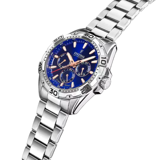 Festina Blue Stainless Steel Day Date 24HR