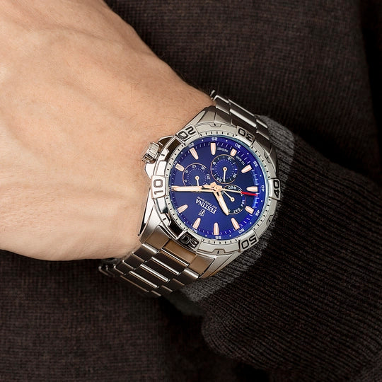 Festina Blue Stainless Steel Day Date 24HR