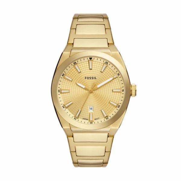 Fossil Men's Everett Three-Hand Date Gold-Tone Stainless Steel Watch