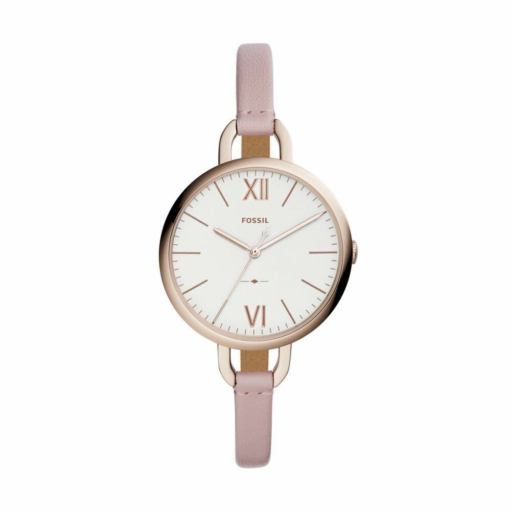 Fossil Women's Annette Pink Round Leather Watch