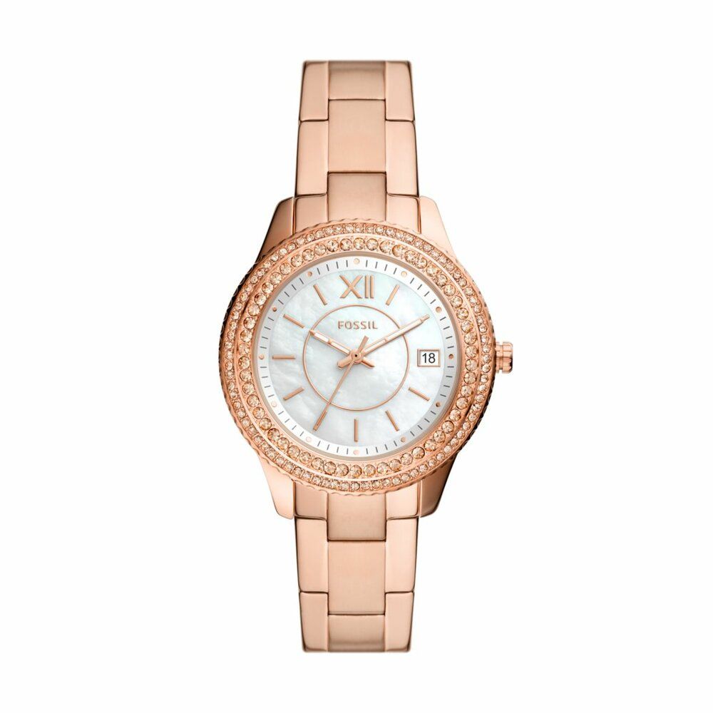 Fossil Women's Stella Three-Hand Date Rose Gold-Tone Stainless Steel Watch