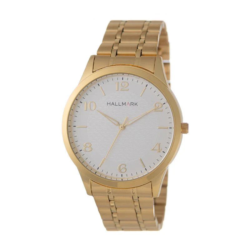 Hallmark Gents Gold White Dial Luminous Hands