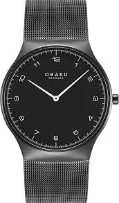 Obaku Gents ultra slim sapphire slank charcoal