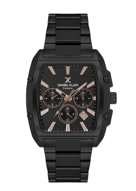 Daniel Klein Exclusive Black Stainless Steel Watch Rosegold Detail