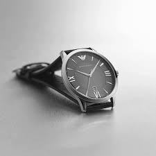 Emporio Armani Men's Giovanni Silver Round Leather Watch