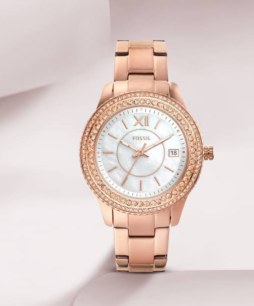 Fossil Women's Stella Three-Hand Date Rose Gold-Tone Stainless Steel Watch