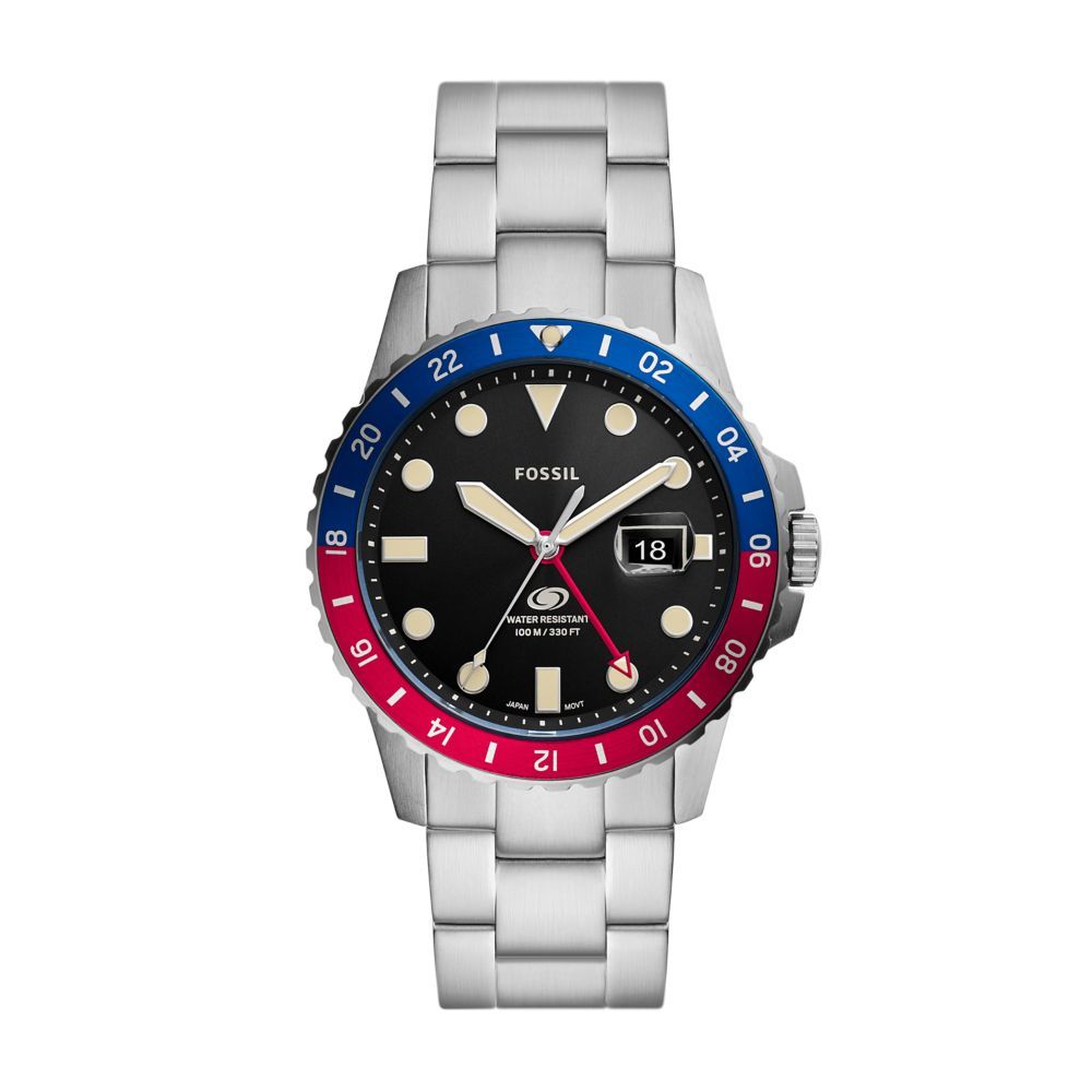 Limited Edition Fossil Blue Dual Time Stainless Steel Watch