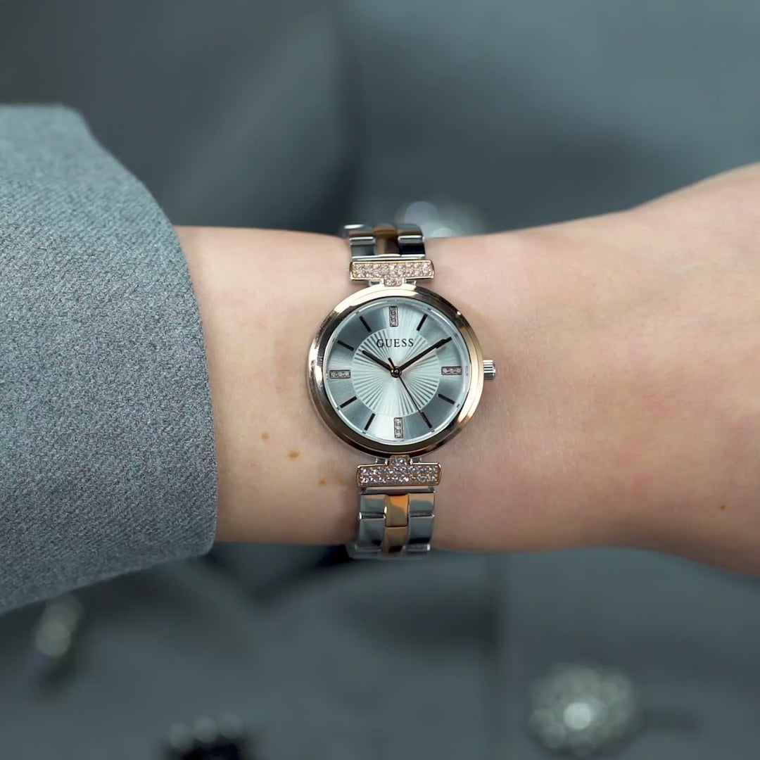 GUESS Ladies 2-Tone Rose Gold Tone Analog Watch