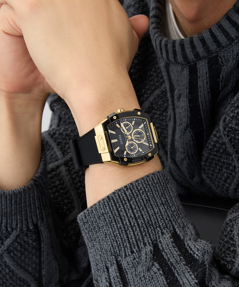 GUESS Mens Black Gold THE SIGNATURE ICON Watch
44mm
