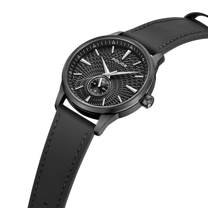 Police Jet Black Leather
