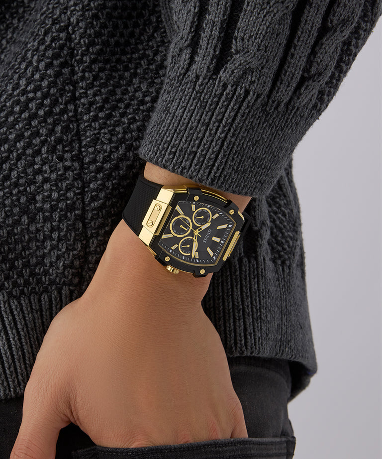 GUESS Mens Black Gold THE SIGNATURE ICON Watch
44mm