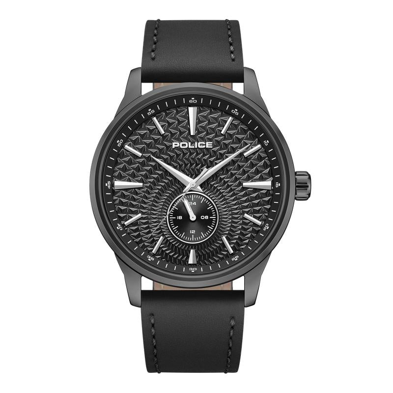 Police Jet Black Leather