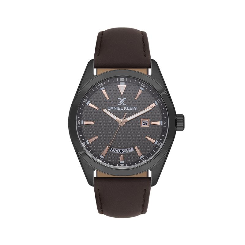 Daniel Klein Men’s Black Case Watch with Grey Textured Dial