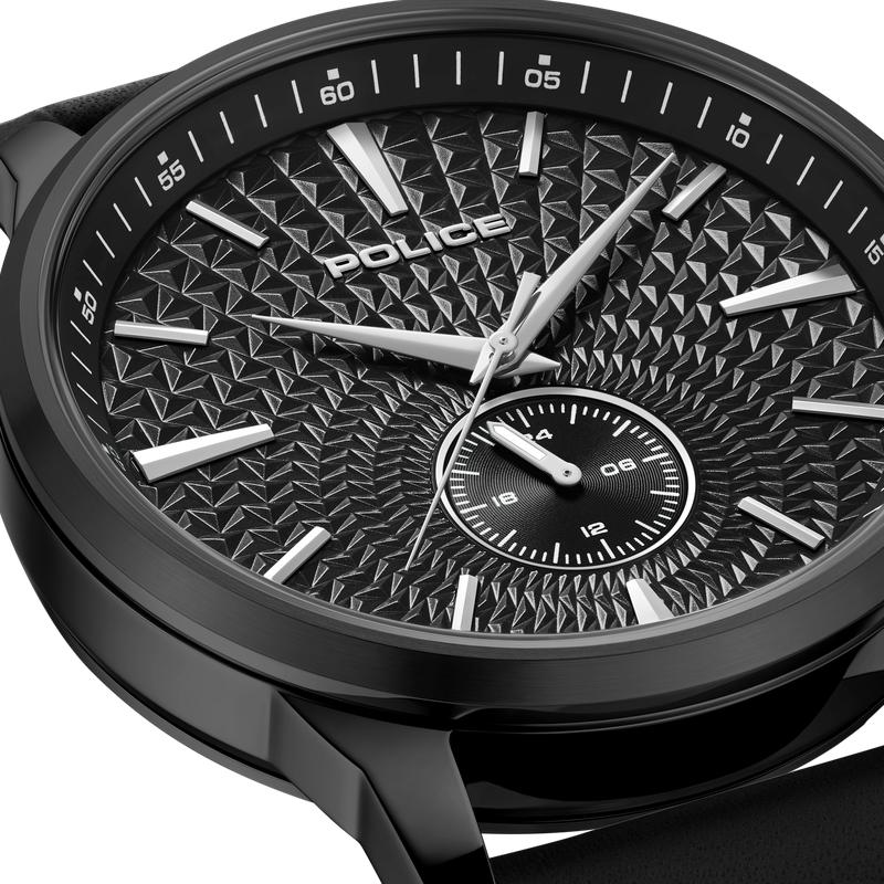 Police Jet Black Leather