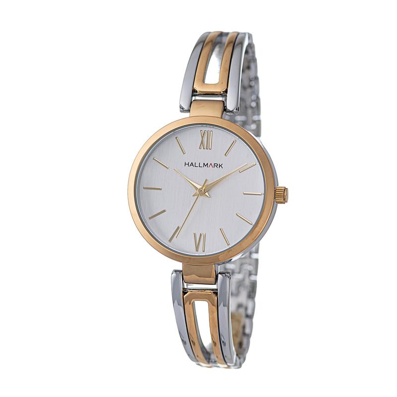 Hallmark Ladies Two-Tone Bangle Bracelet Watch
